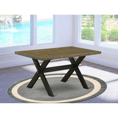 Modern Dining Table 60" x 36" - Black Legs, Distressed Jacobean Top - EastWest Furniture - 36