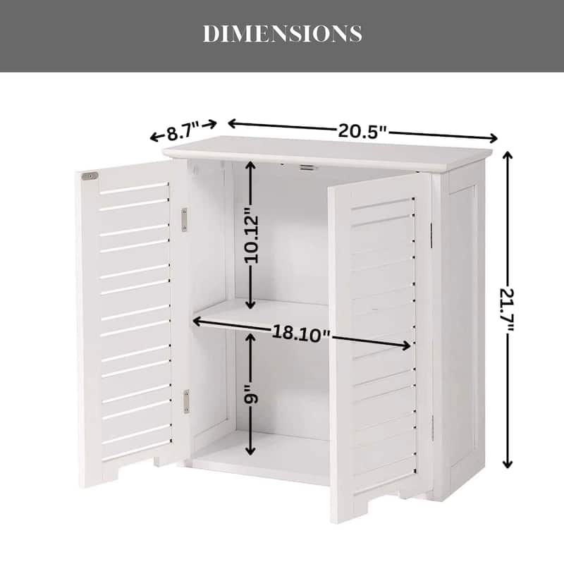 Miami White Wall-Mounted Bathroom Cabinet with Double Vented Doors - 20.50"L x 8.70"W x 21.70"H