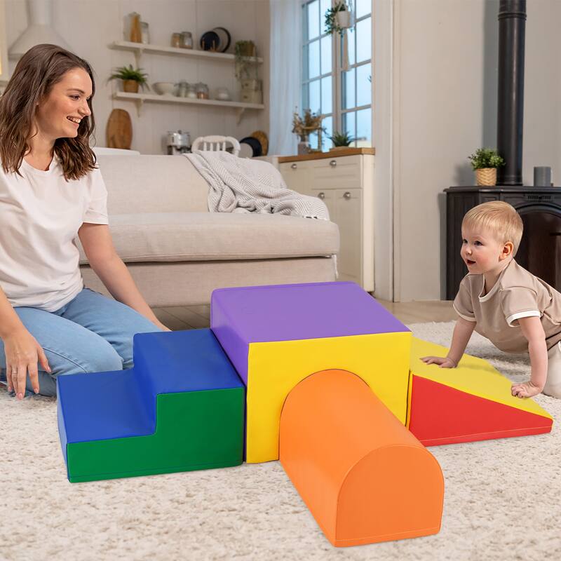 Gymax Kids Climb and Crawl Activity Playset Blocks w/ Waterproof PU - Multicolor