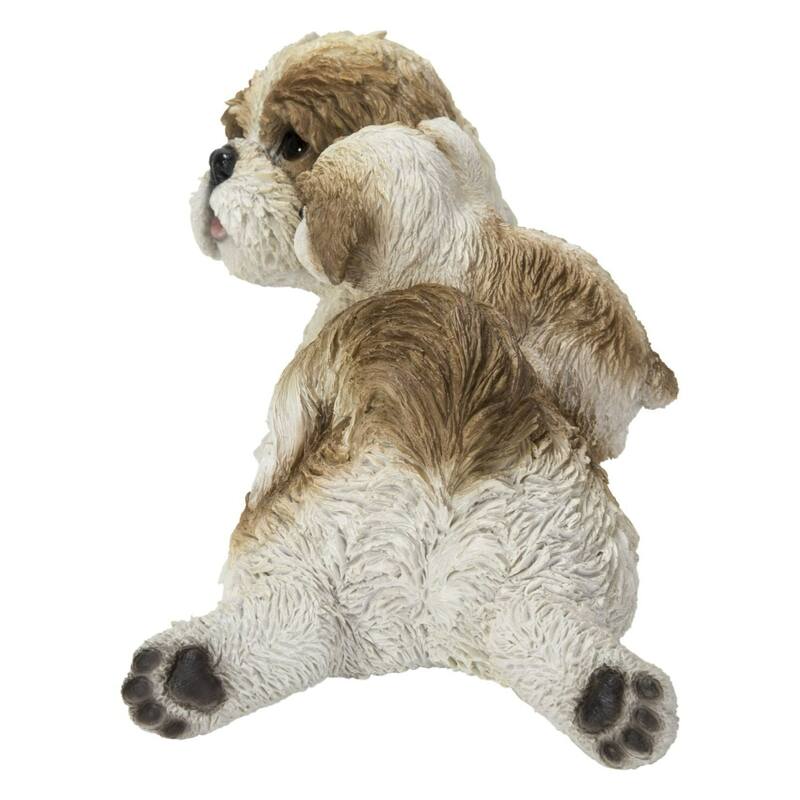 12.5" Baby and Mother Shih Tzu Outdoor Garden Statue