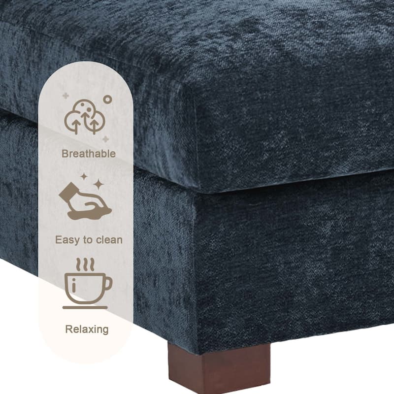 41" W Modern Chenille Corner Arm Accent Chair Sectional Module with Pillows