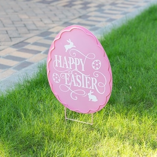 Glitzhome 24"H Easter Metal Egg Yard Stake Wall Decor - Bed Bath & Beyond - 43687440