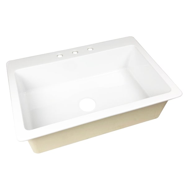Jackson Drop-in Fireclay 33 in. 3-Hole Single Bowl Kitchen Sink in Crisp White. Opens flyout.