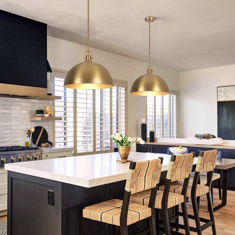 Modern Industrial 1-Light Dome Metal Pendant Light for Kitchen Island
