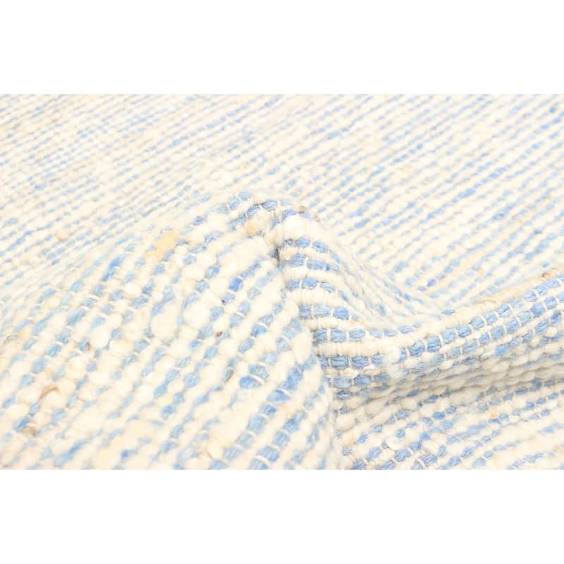 ECARPETGALLERY Braid weave Sienna Light Blue Wool Rug - 5'1 x 8'3