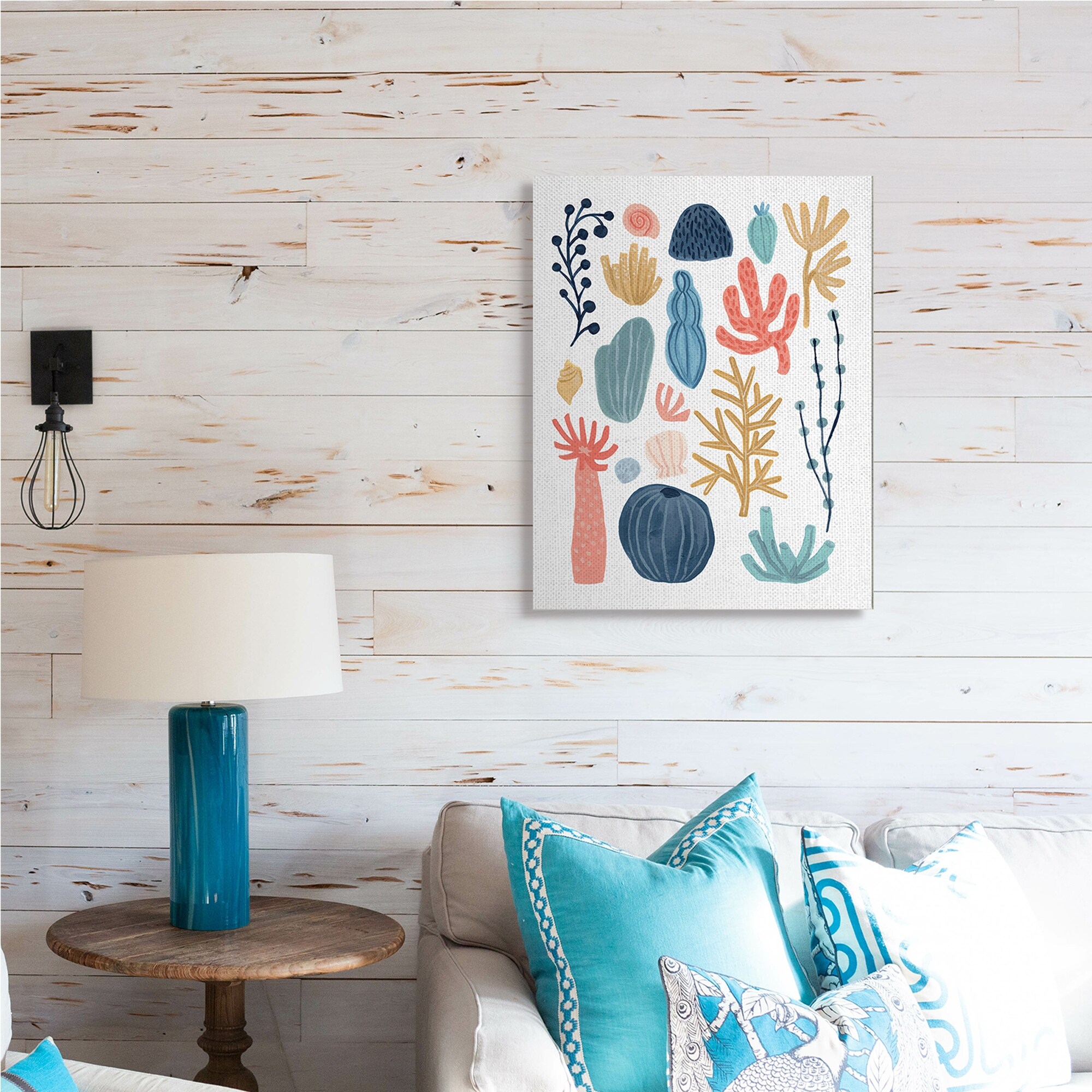 Stupell Playful Sea Life Coral Red Yellow Blue Plants Canvas-image