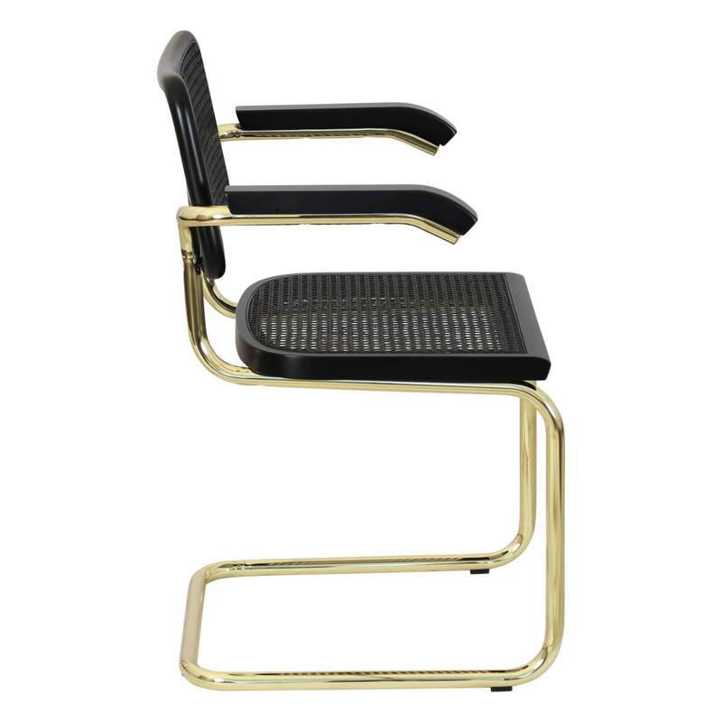 Breuer Chair Company Marcel Breuer Cesca Cane Cantilever Armchair Arm Chair w/ Brass Steel Frame (Various Wood & Cane Colors)