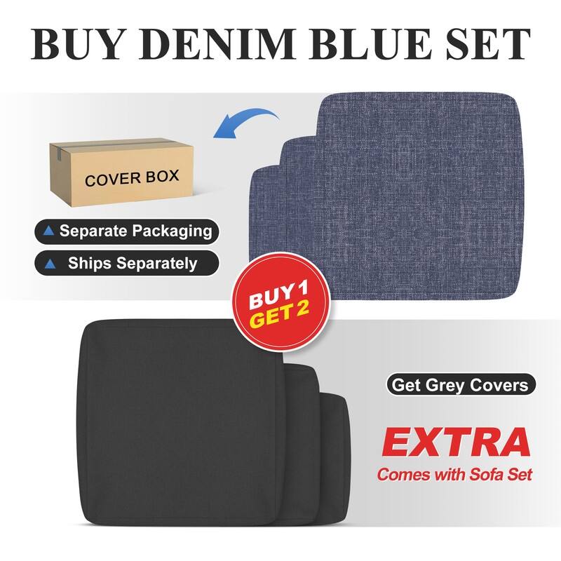 7 Piece Aluminum Patio Furniture Set with Fire Pit Propane/Gas, 29 inch Deep Wide Seat Aluminum Outdoor Sectional