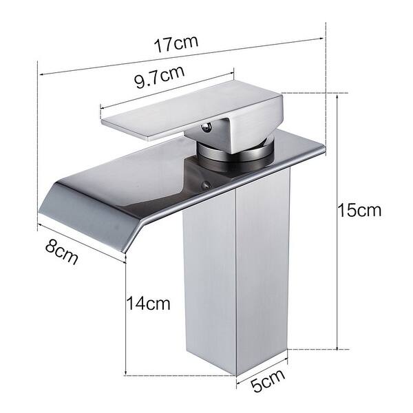 Rectangular Faucet Bathroom Sink Faucet Waterfall Wide Rectangular Spout Single Handle ...