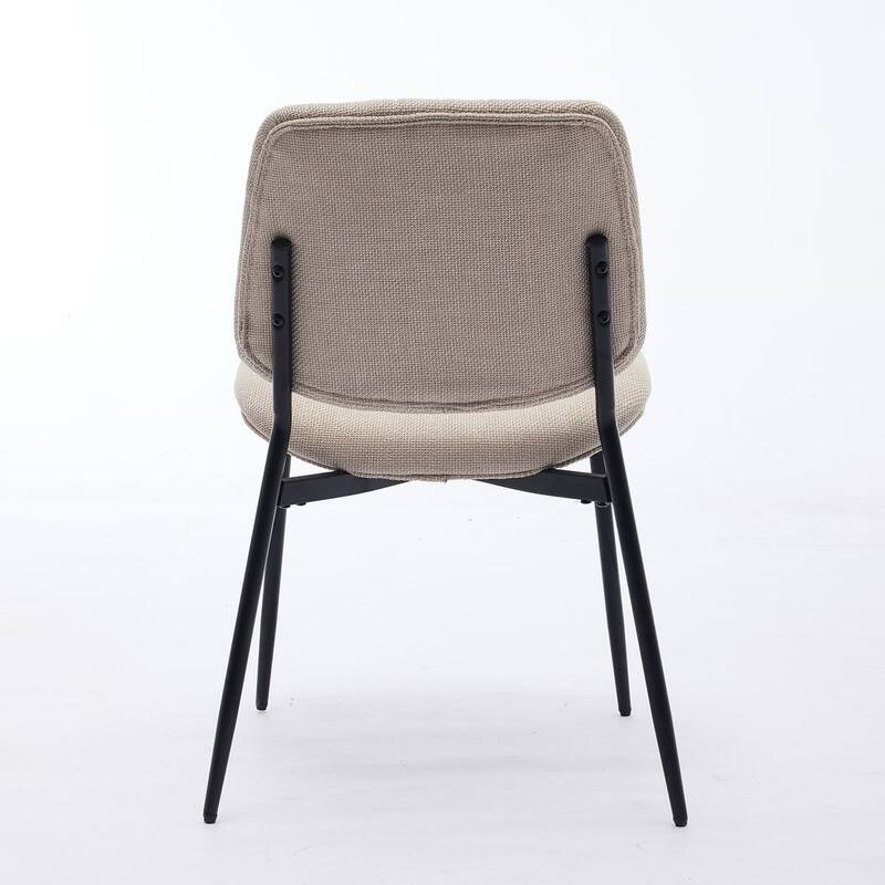 Retro Linen Dining Chairs Set of 2, Bentwood Back with Metal Legs