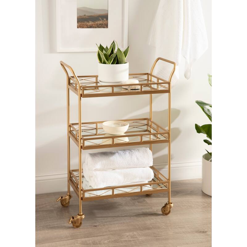 Kate and Laurel Ketia Metal and Glass 3-tiered Tray Bar Cart
