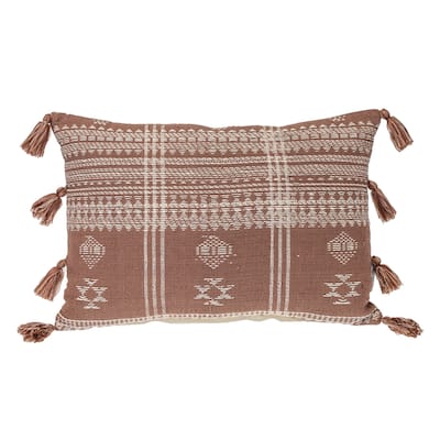 Tribal Striped Rectangular Throw Pillow - 20" - Brown and Beige