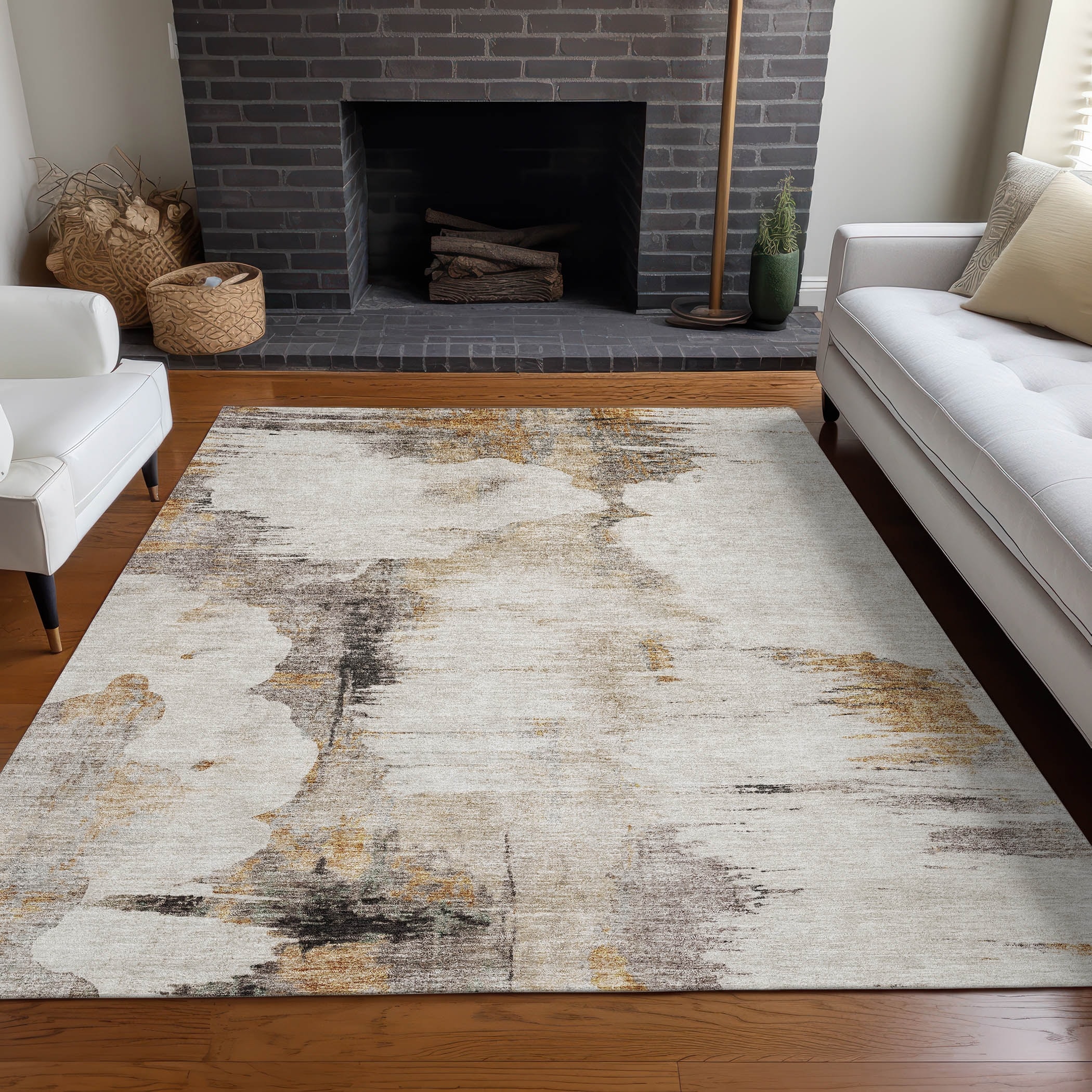 Machine Washable Indoor/ Outdoor Chantille Abstract Cloud Rug
