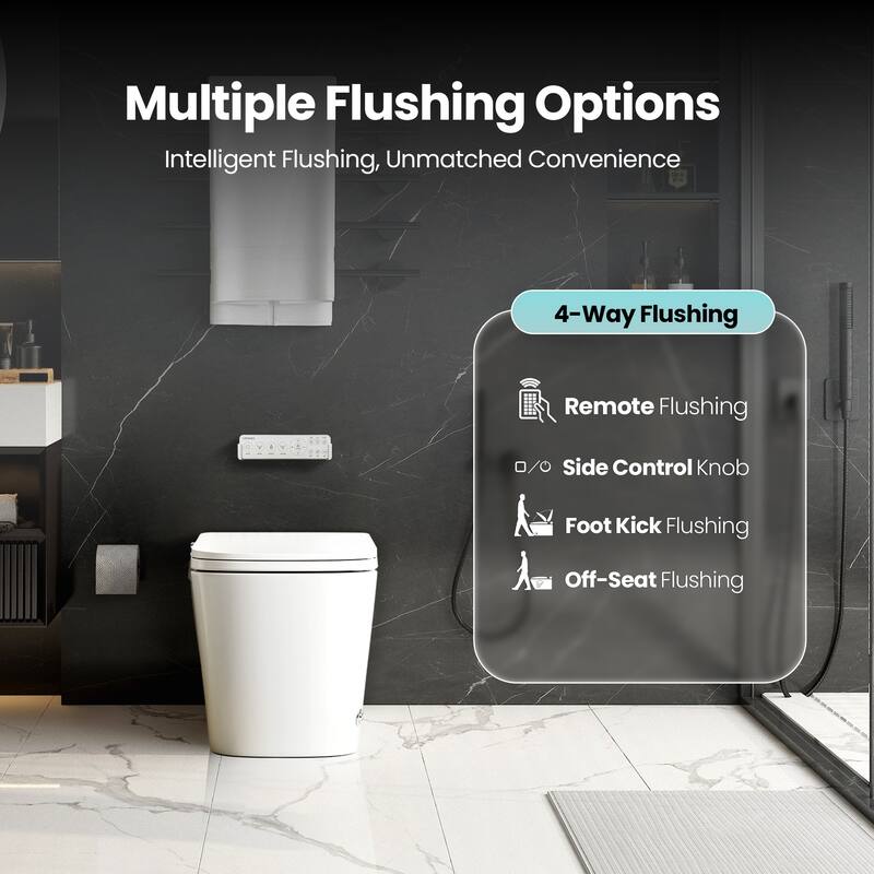 Yecla Elongated Smart Bidet Toilet Combo with LED screen display,ADA Chair Height, Heated Seat, Dryer & Foot/Remote Flush