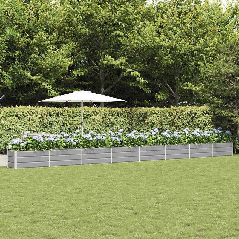 vidaXL Planter in Galvanised Steel - 39.37 x 19.69 x 17.72 - Grey - 303.15 x 19.69 x 17.72 in