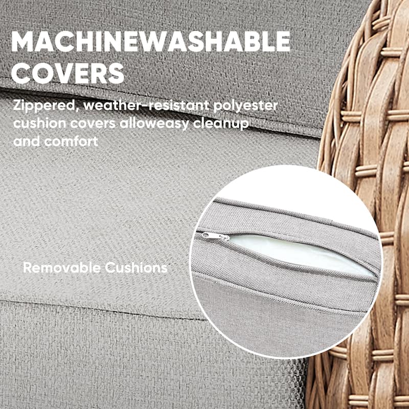 Outdoor Patio Loveseat Sofa with Coffee Table