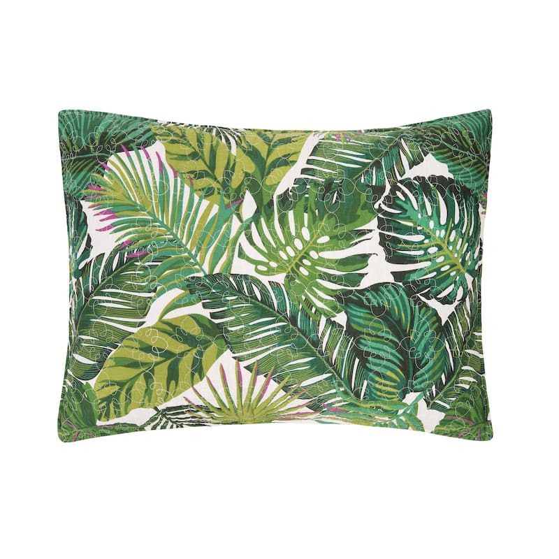 Waialea Bay Tropical Cotton Quilt Set - Reversible and Machine Washable