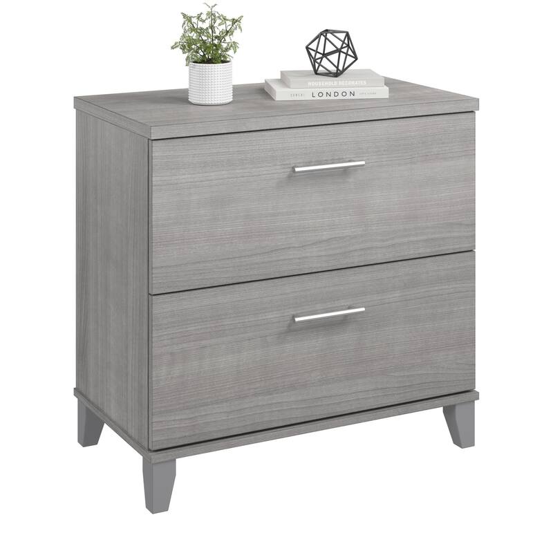 Bush Furniture Somerset 2 Drawer Lateral File Cabinet with Storage - Platinum Gray