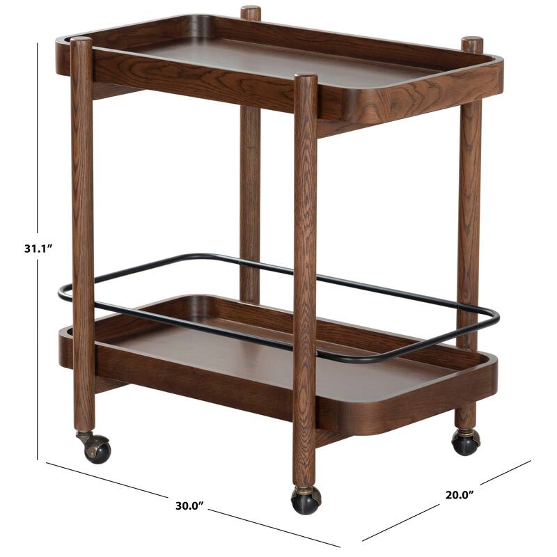 SAFAVIEH Couture Krystof 2-Shelf Wood Bar cart - 30"W x 20"D x 31"H