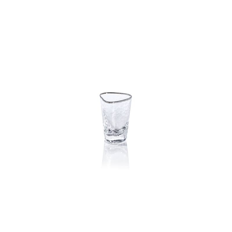 Kampari Triangular Shot Glasses with Platinum Rim, Set of 6