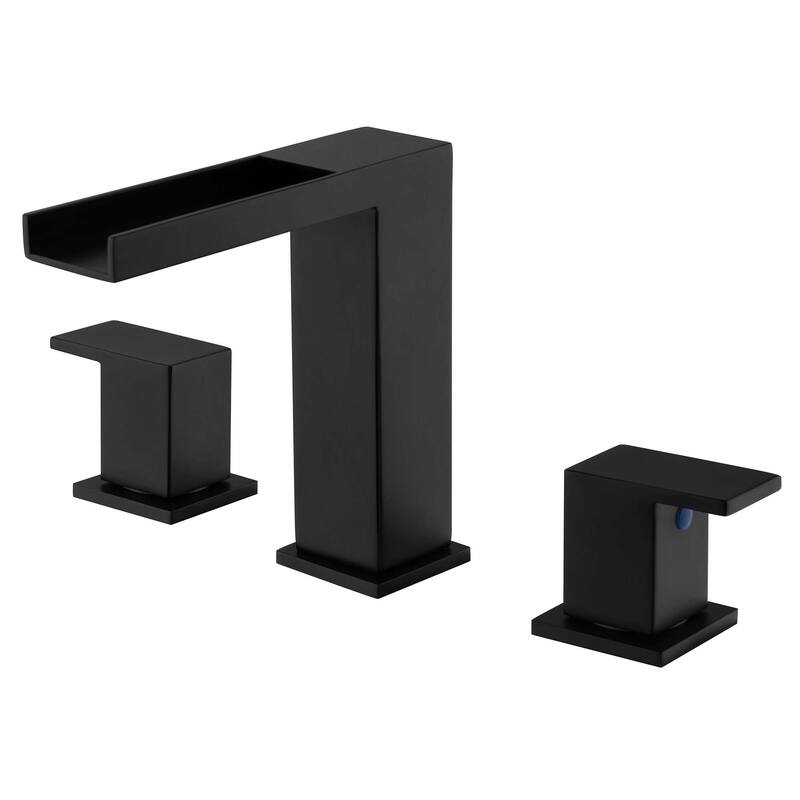 5.3"H Top Opening Waterfall Spout Widerspread Double Handle Bathroom Sink Faucet - Matte Black