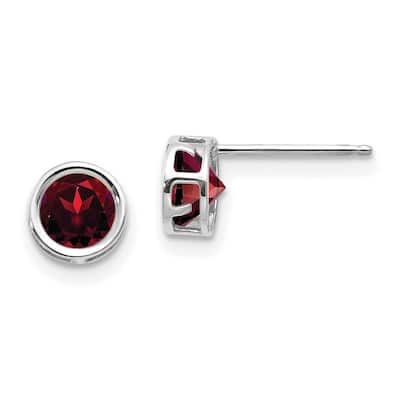 Curata 14k White Gold 5mm Bezel Gemstone Birthstone Stud Earrings