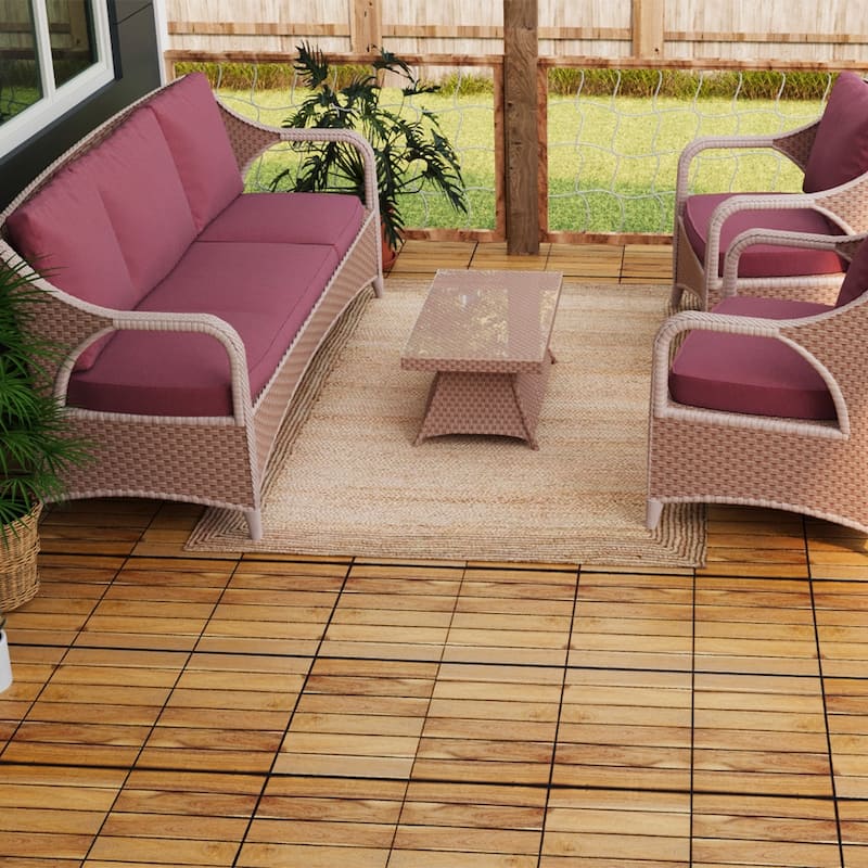 1 ft. x 1 ft. Acacia Wood Outdoor Interlocking Deck Tiles, Box of 10