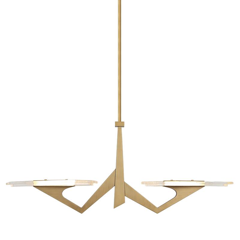 Varaluz Down the Wrong Path 2-Light Linear Pendant - Brass Kisser - 10"D x 59"W x 22"H