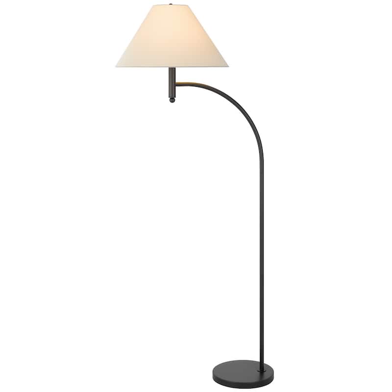 150W 3 way Groton metal mini arc floor lamp with hardback fabric shade - One Size