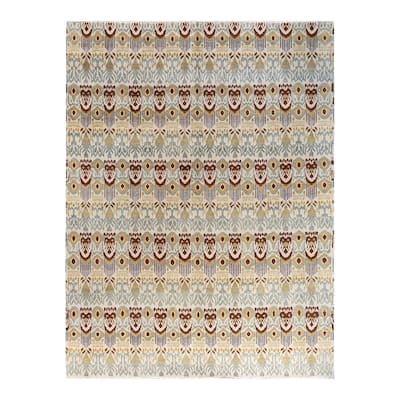 Ikat One-of-a-Kind Hand-Knotted Area Rug - Beige, 8' 0" x 10' 4" - 8' 0" x 10' 4"