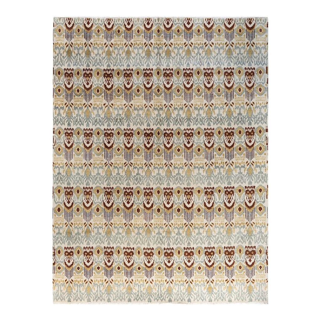 Ikat One-of-a-Kind Hand-Knotted Area Rug - Beige, 8' 0" x 10' 4" - 8' 0" x 10' 4"