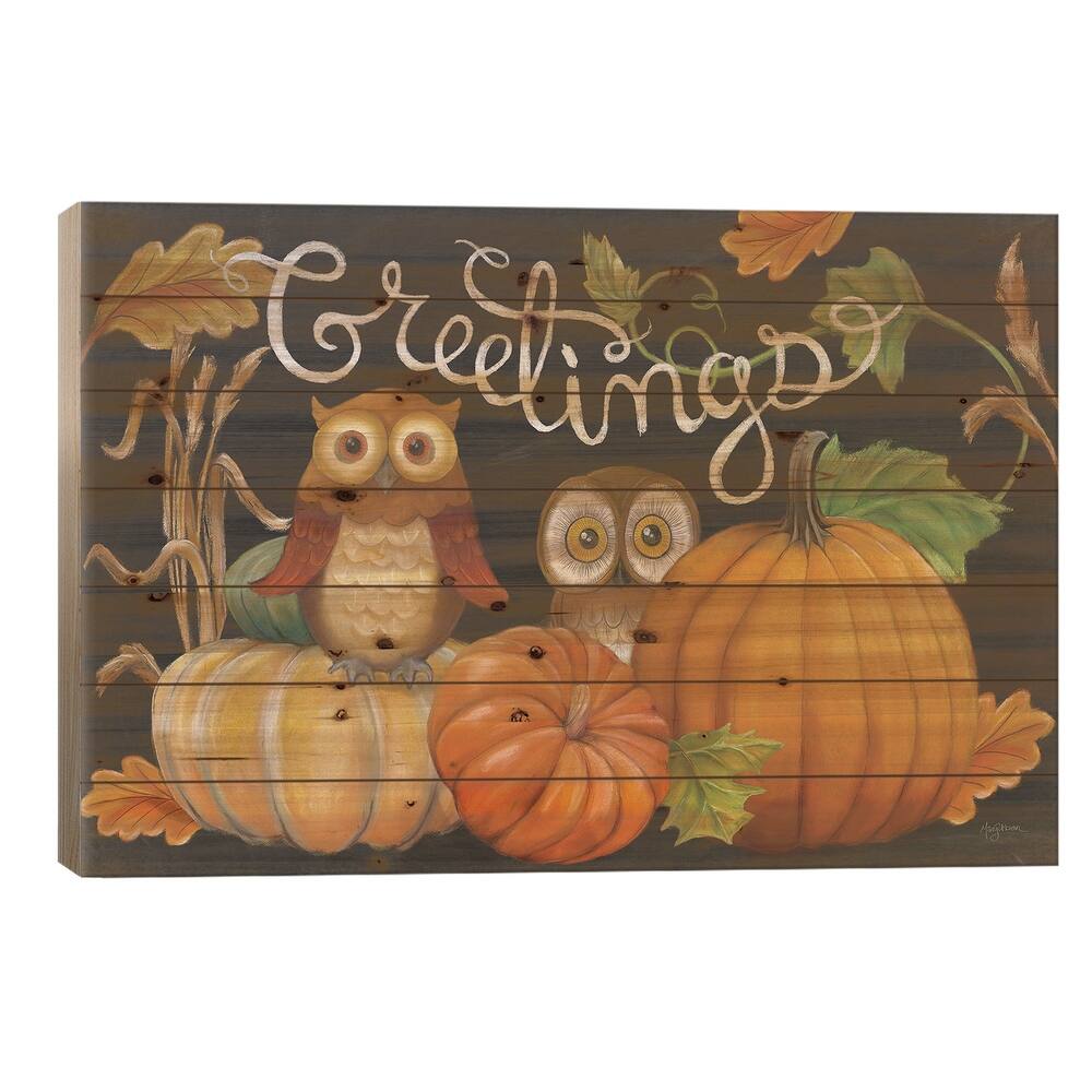 Harvest Owl I Print On Wood by Mary Urban - Multi-Color