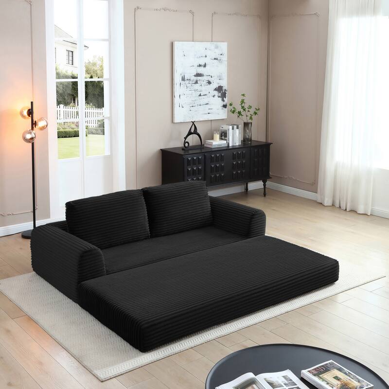 2-in-1 Folding Convertible Sofa Bed, Modern Corduroy Sleeper Couch