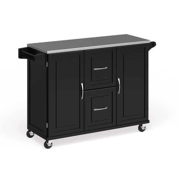 slide 1 of 26, Homestyles Dolly Madison Wood Kitchen Cart with Stainless Steel Top