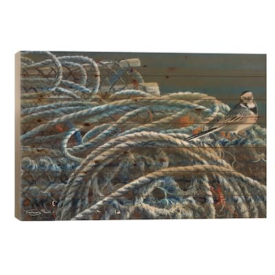 Pots - Pied Wagtail Print On Wood by Jeremy Paul - Multi-Color