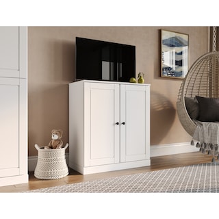 Palace Imports 100% Solid Wood TV Stand with Solid Doors for TVs up to 32"