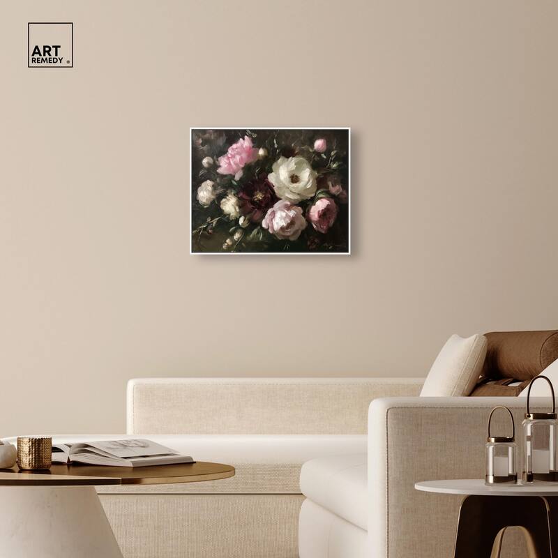 Peony Palette Nocturne Canvas by Art Remedy