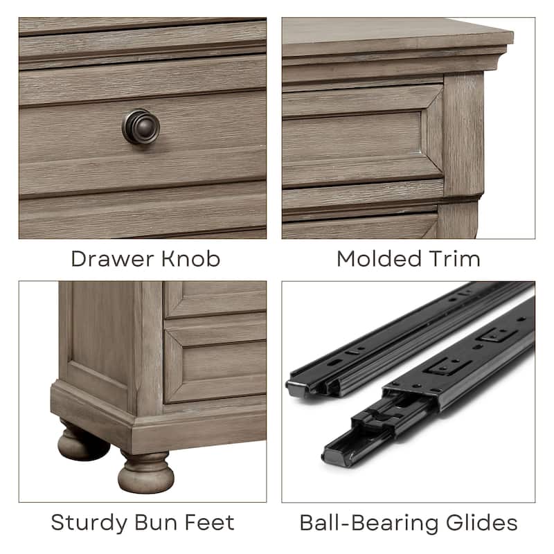 Nahkohe Transitional Grey Wood 3-Piece Storage Sleigh Bed and Nightstands Set with USB by Furniture of America