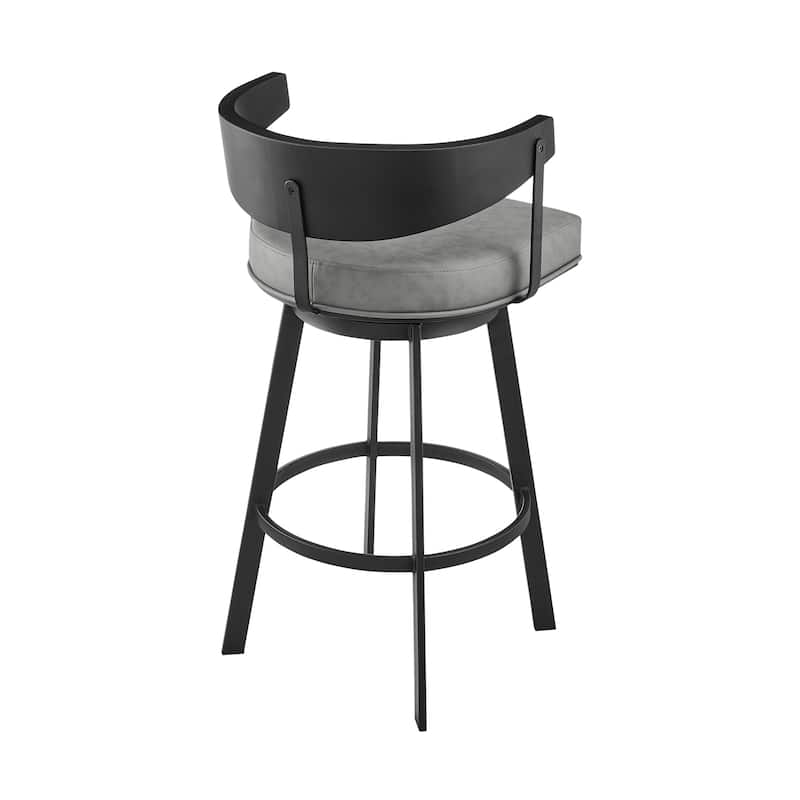 Lacey Mid-Century Swivel Bar Stool, Upholstered Counter Height Chair with Iron Frame