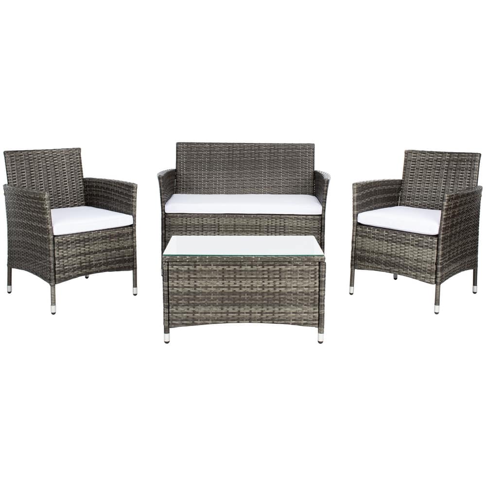 SAFAVIEH Outdoor Tamya 4-Piece Patio Conversation Set - 41W x 31D x 23H