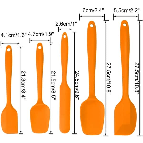 Ovente Black Non-Stick Silicone Spatula Set with Heat Resistant & Stainless Steel Core, Set of 5