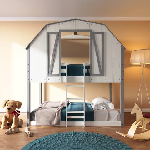 Rustic Barn Twin over Twin Bunk Bed