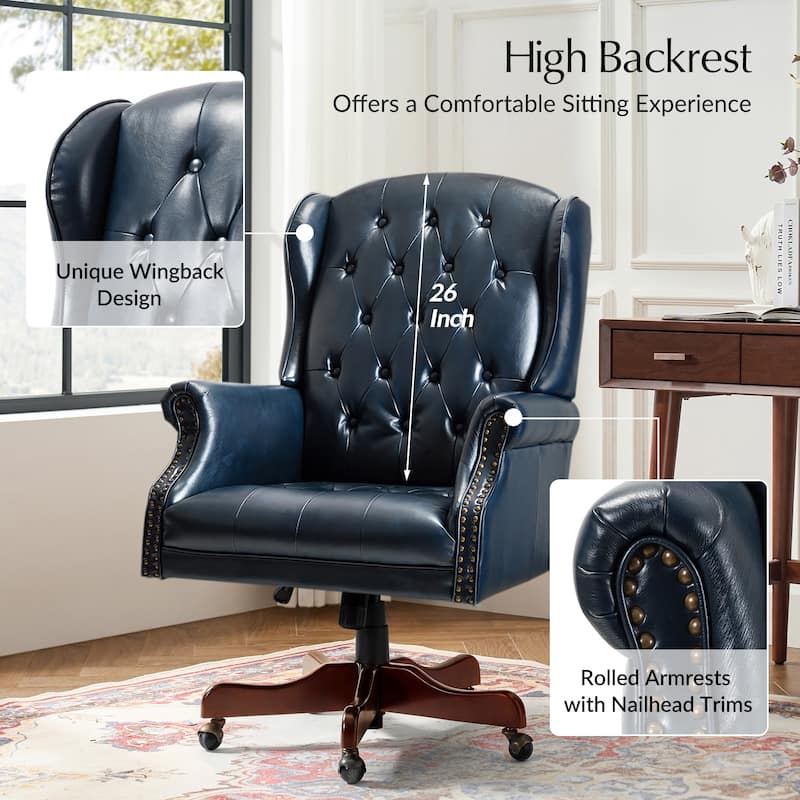 Maximiliano Modern Swivel Executive Chair with Tufted Back by HULALA HOME