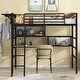 preview thumbnail 3 of 6, Black Twin Metal Loft Bed with Shelves, Desk, Clothes Rack