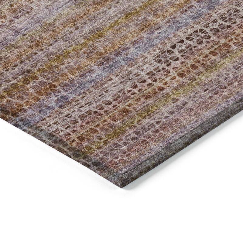 Machine Washable Indoor/Outdoor Transitional Striped Chantille Rug