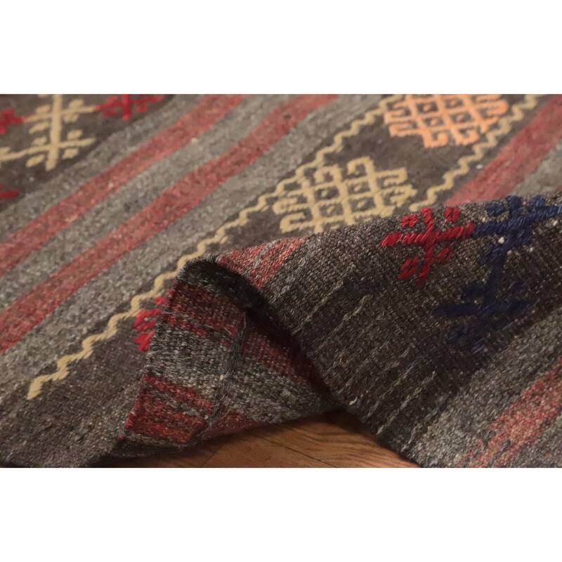 Hand Woven Oriental 100% Wool Carpet Southwestern Tribal Multi-Colored Kilim Area Rug - 11' 5'' X 6' 6''