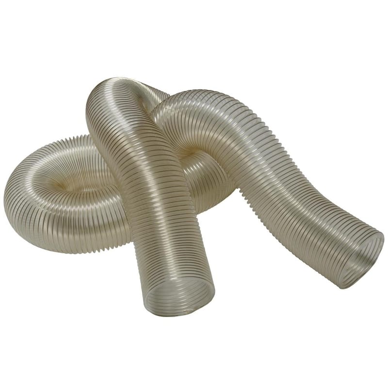 Rubber-Cal "PVC Flexduct" (Light Duty) Clear - Vent Hose - 1.25" ID x 12.5ft Length Hose (Fully Stretched) - 1.25" ID x 12.5'