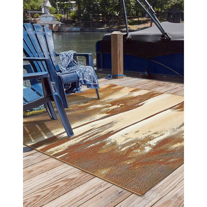 Outdoor Ucul Collection Area Rug - Brown - 6' Square