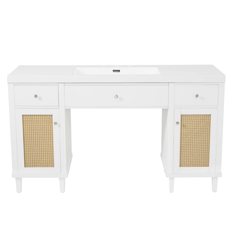 Christopher Knight Home - Aurelia Modern Solid Wood Legs Bathroom Vanity with Spacious Storage and Tip-Out Tray