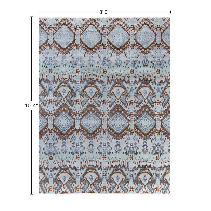 Ikat One-of-a-Kind Hand-Knotted Area Rug, Blue - 8' 0" x 10' 4"